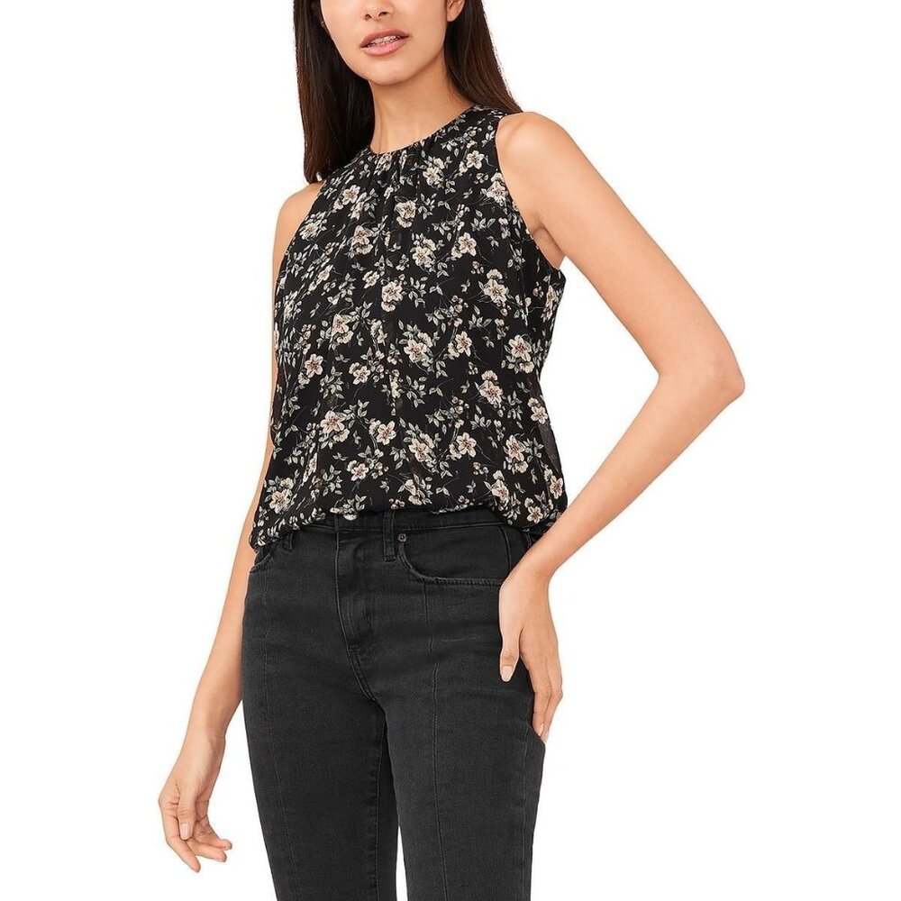 Vince Camuto Womens Size XS High Neck Floral Shirt Shell Blouse NEW